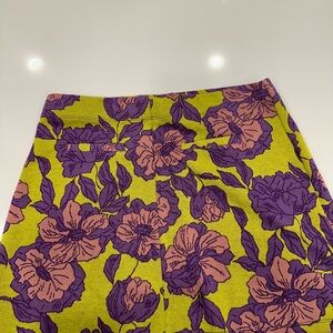 Zara Women’s Floral Skirt Green/Purple Sz L New With Tags
